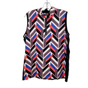 TAIL White Label Womens 1/4 Zip Top Sleeveless Multicolor Chevron Size XL